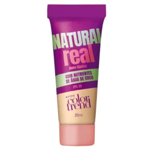 Base liquida natural real com fps 20 e nutrientes de agua de coco 20ml